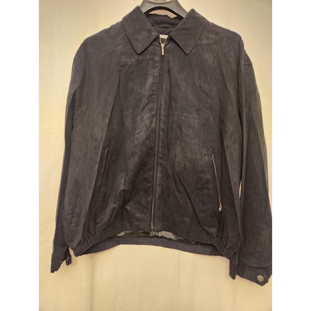 Linea Uomo Jacket Mens 2XL Black Microfiber Bomber Full Zip Lined Pockets Casual